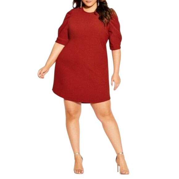 city chic impulse vibes dress plus size ruched sleeves shift dress size 16 - Picture 1 of 7